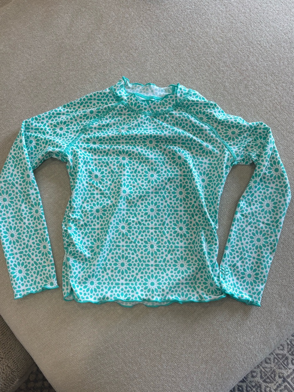 Coolibar Kids Long Sleeve Swim Shirt in Teal Floral